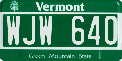 VT license plate WJW640