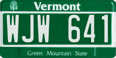 VT license plate WJW641