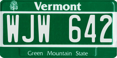 VT license plate WJW642