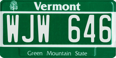 VT license plate WJW646