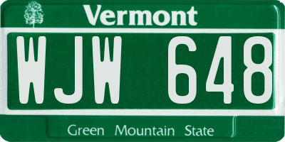 VT license plate WJW648