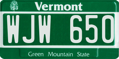VT license plate WJW650