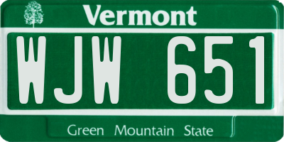 VT license plate WJW651