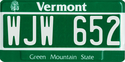 VT license plate WJW652