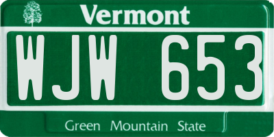 VT license plate WJW653
