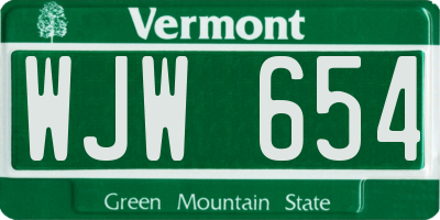 VT license plate WJW654