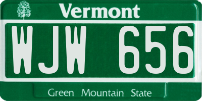 VT license plate WJW656