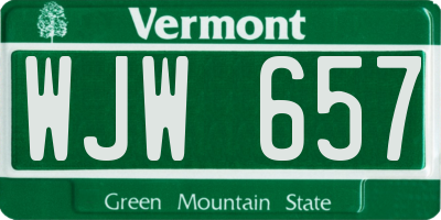 VT license plate WJW657
