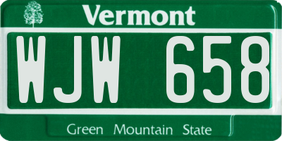 VT license plate WJW658