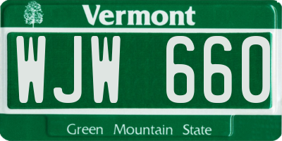 VT license plate WJW660