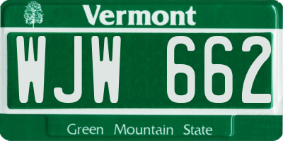 VT license plate WJW662