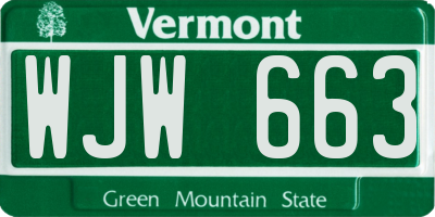 VT license plate WJW663