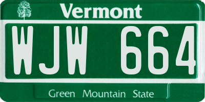 VT license plate WJW664