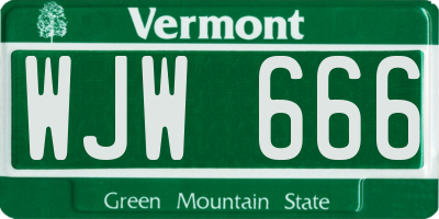 VT license plate WJW666