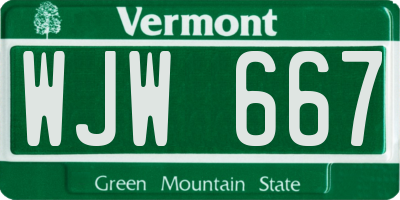 VT license plate WJW667