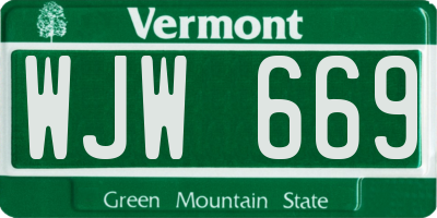 VT license plate WJW669