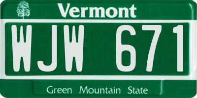 VT license plate WJW671