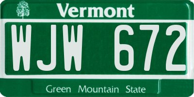 VT license plate WJW672