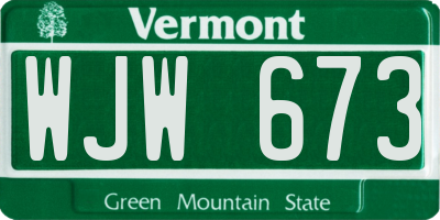 VT license plate WJW673