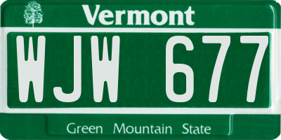 VT license plate WJW677