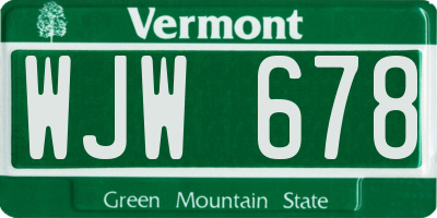 VT license plate WJW678