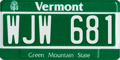 VT license plate WJW681