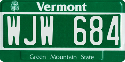 VT license plate WJW684