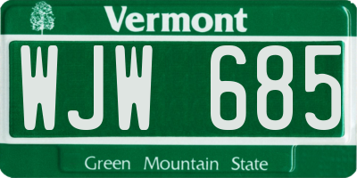 VT license plate WJW685