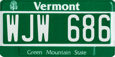 VT license plate WJW686