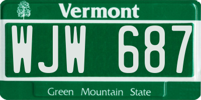VT license plate WJW687