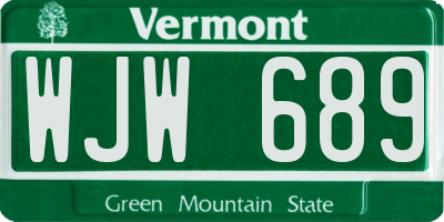 VT license plate WJW689