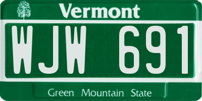 VT license plate WJW691