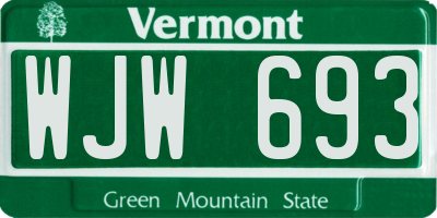 VT license plate WJW693