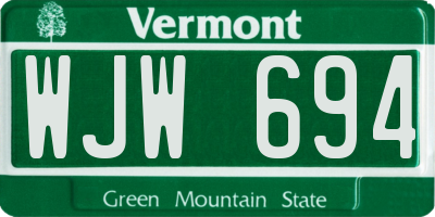 VT license plate WJW694