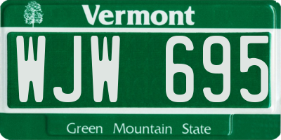 VT license plate WJW695