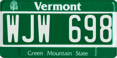 VT license plate WJW698
