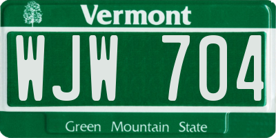 VT license plate WJW704