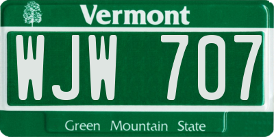 VT license plate WJW707