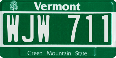 VT license plate WJW711