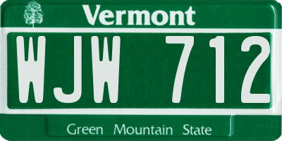 VT license plate WJW712