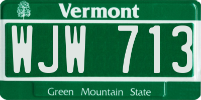VT license plate WJW713