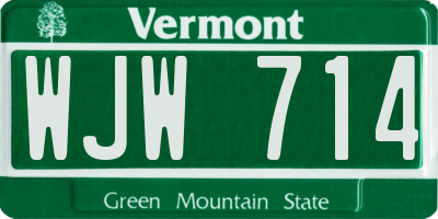 VT license plate WJW714