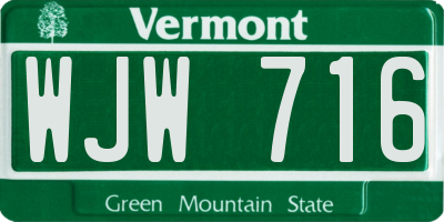 VT license plate WJW716