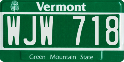 VT license plate WJW718