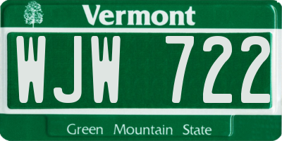 VT license plate WJW722