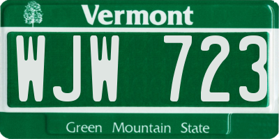 VT license plate WJW723