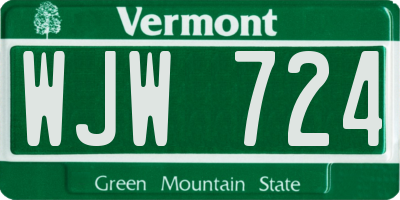 VT license plate WJW724