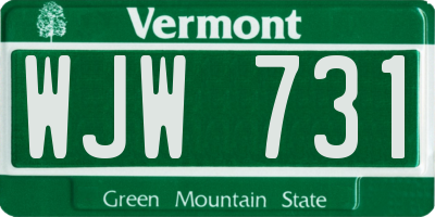 VT license plate WJW731