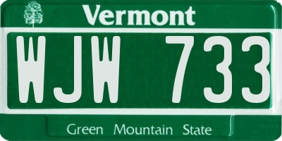 VT license plate WJW733