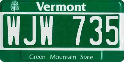 VT license plate WJW735